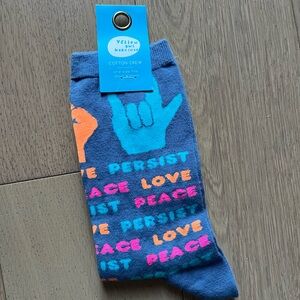 NWT yellow owl workshop women’s printed socks peace love persist